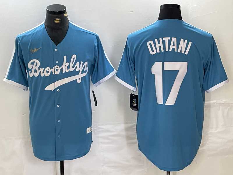 Men's Brooklyn Dodgers #17 Shohei Ohtani Light Blue Cooperstown Collection Cool Base Jersey,We sell and wholesale Men's Brooklyn Dodgers #17 Shohei Ohtani Light Blue Cooperstown Collection Cool Base Jersey on line form chian!
